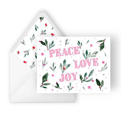 peace, love, joy holiday greeting card