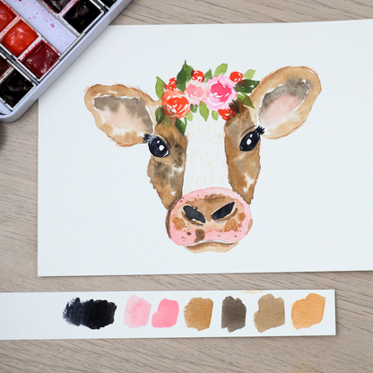 Sketch: How to Paint a Cow with a Floral Crown