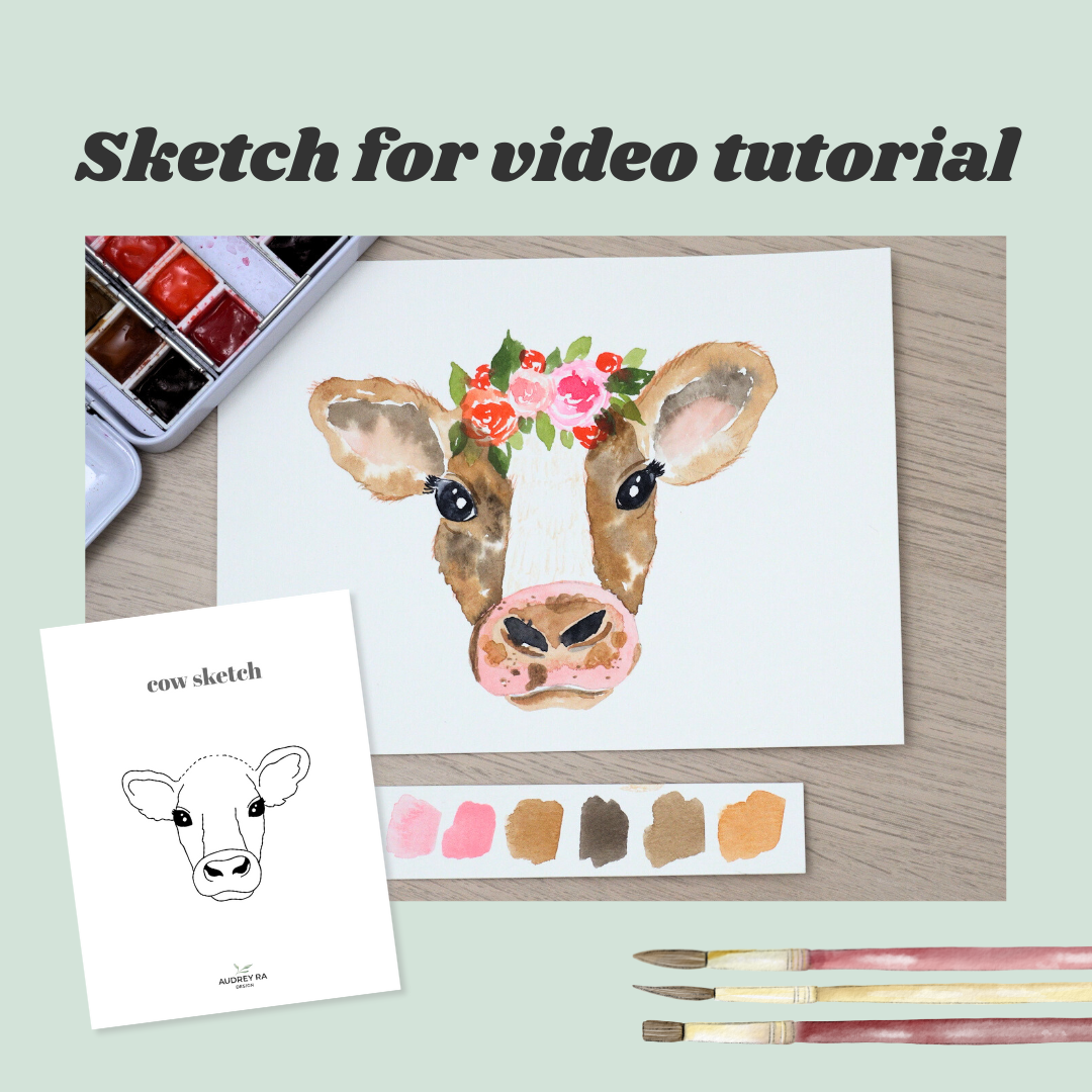 Sketch: How to Paint a Cow with a Floral Crown