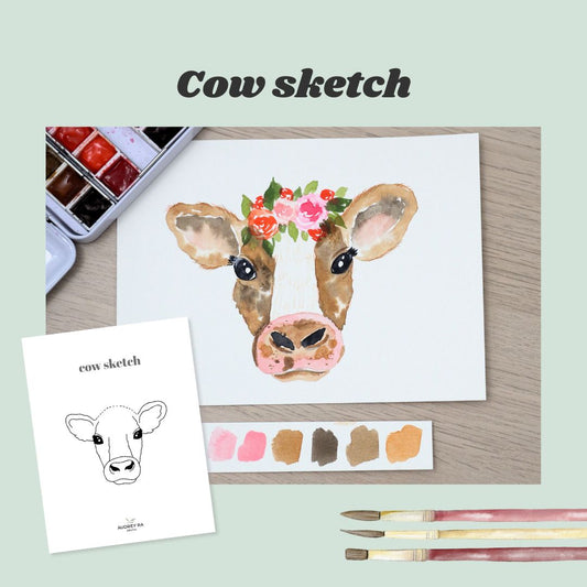 Sketch: How to Paint a Cow with a Floral Crown