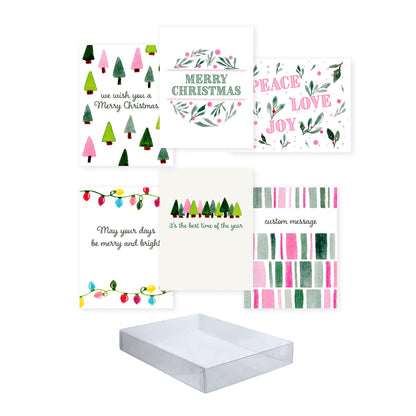 christmas in pink collection greeting card set