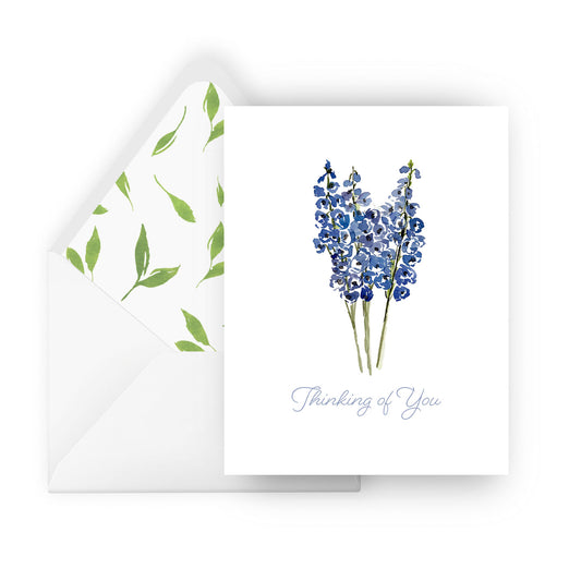 delphinium sympathy greeting card