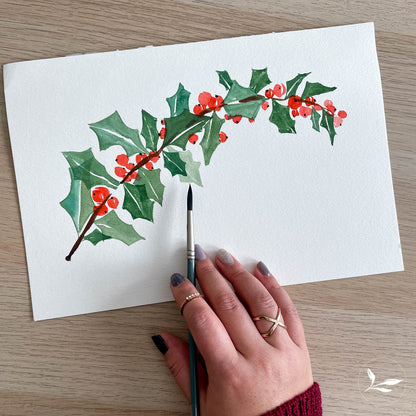 how to paint: festive holly