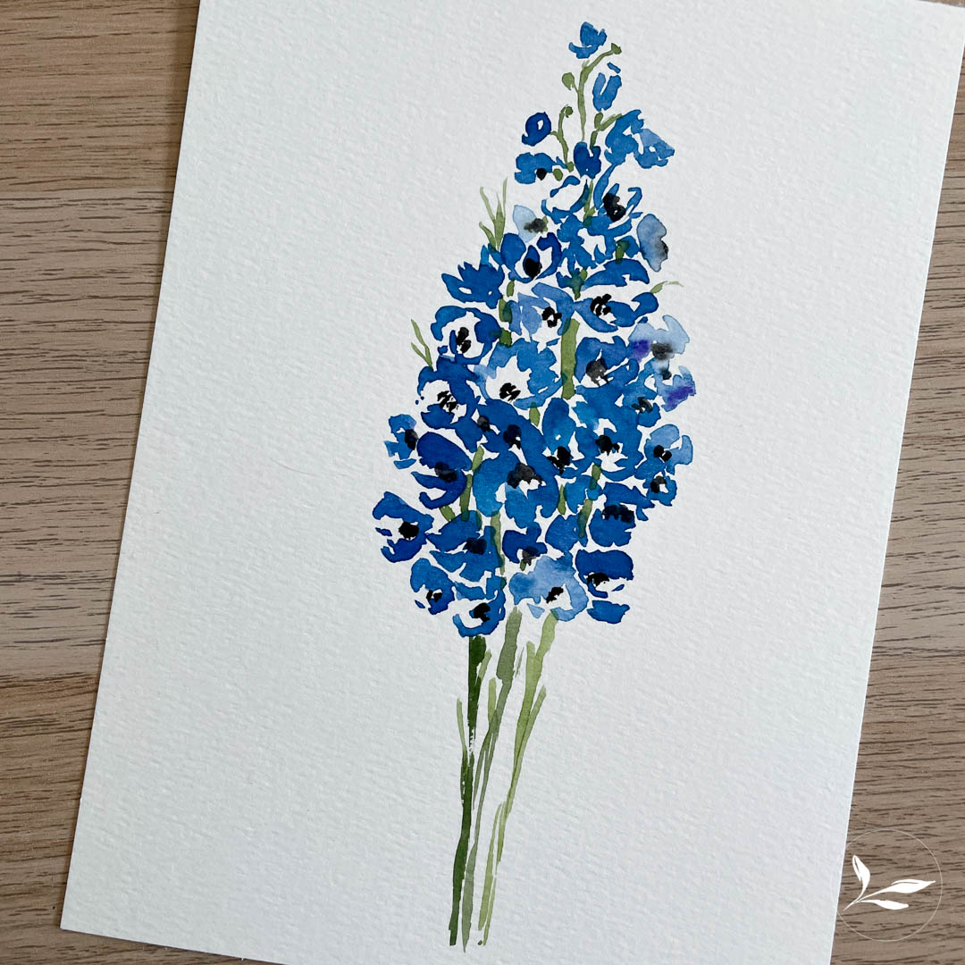 how to paint: watercolor delphiniums