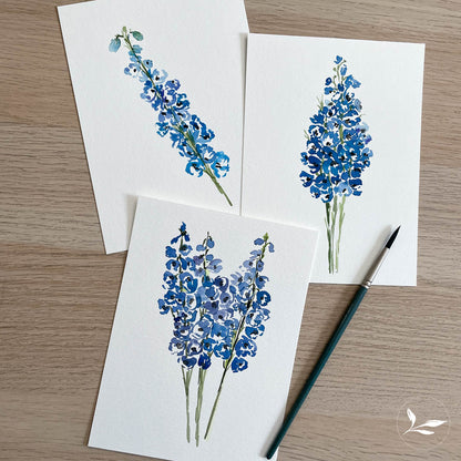 how to paint: watercolor delphiniums