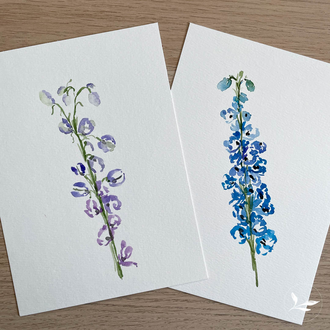 how to paint: watercolor delphiniums