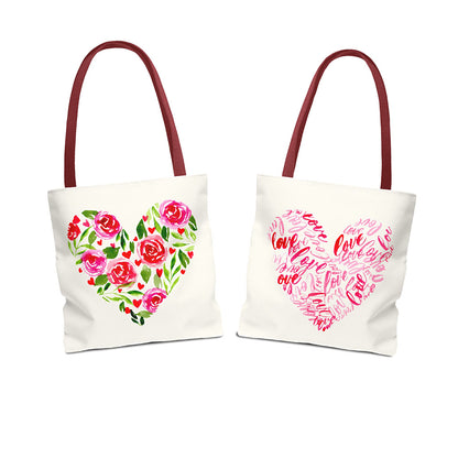 flower and love heart: tote bag 🛍️