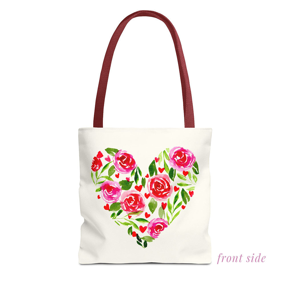 flower and love heart: tote bag 🛍️