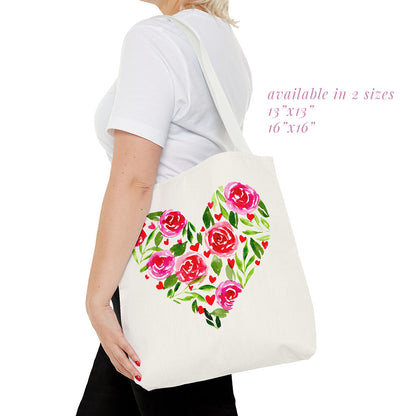 flower and love heart: tote bag 🛍️