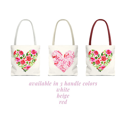 flower and love heart: tote bag 🛍️