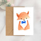 fox in a blue bow tie mini notecard