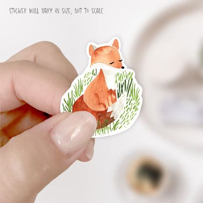 fox in meadow sticker