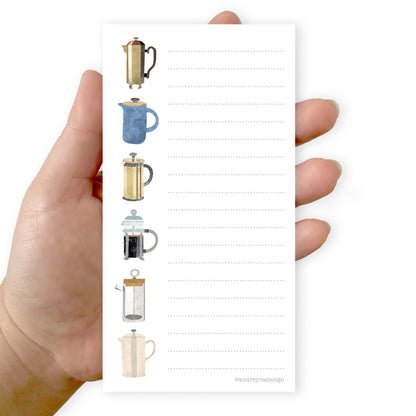 french press notepad