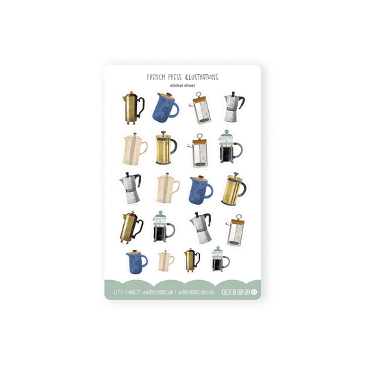 french press illustration stickers