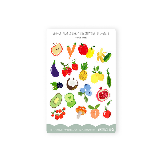 fruit (variety) gouache illustration stickers