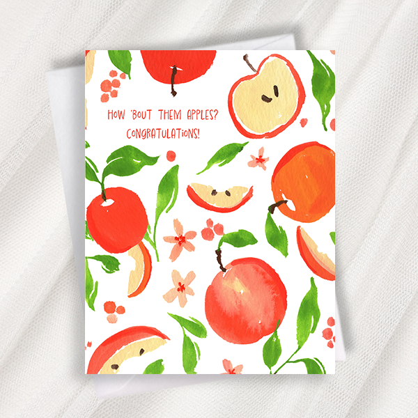 how 'bout them apples apple pattern greeting card
