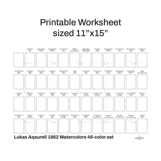 LUKAS Aquarell 1862 Watercolor: 48-color set swatch chart