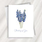 delphinium sympathy greeting card