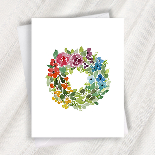 rainbow wreath greeting card