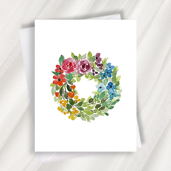 rainbow wreath greeting card