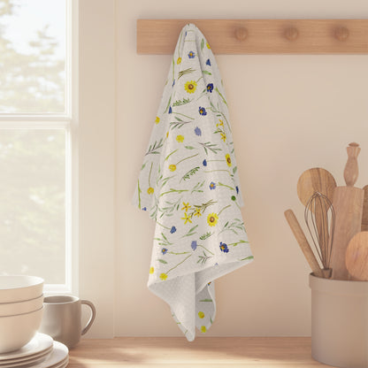 tea towel: blue and yellow wildflowers 🛍️