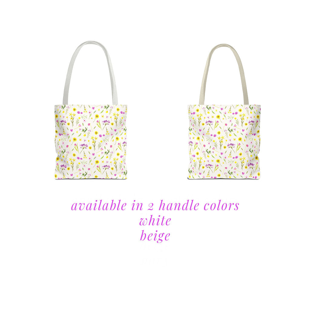 pink and yellow wildflowers: tote bag 🛍️