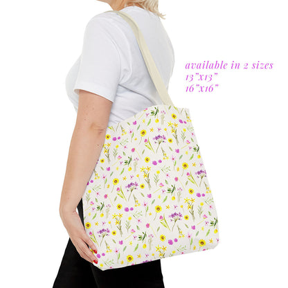 pink and yellow wildflowers: tote bag 🛍️