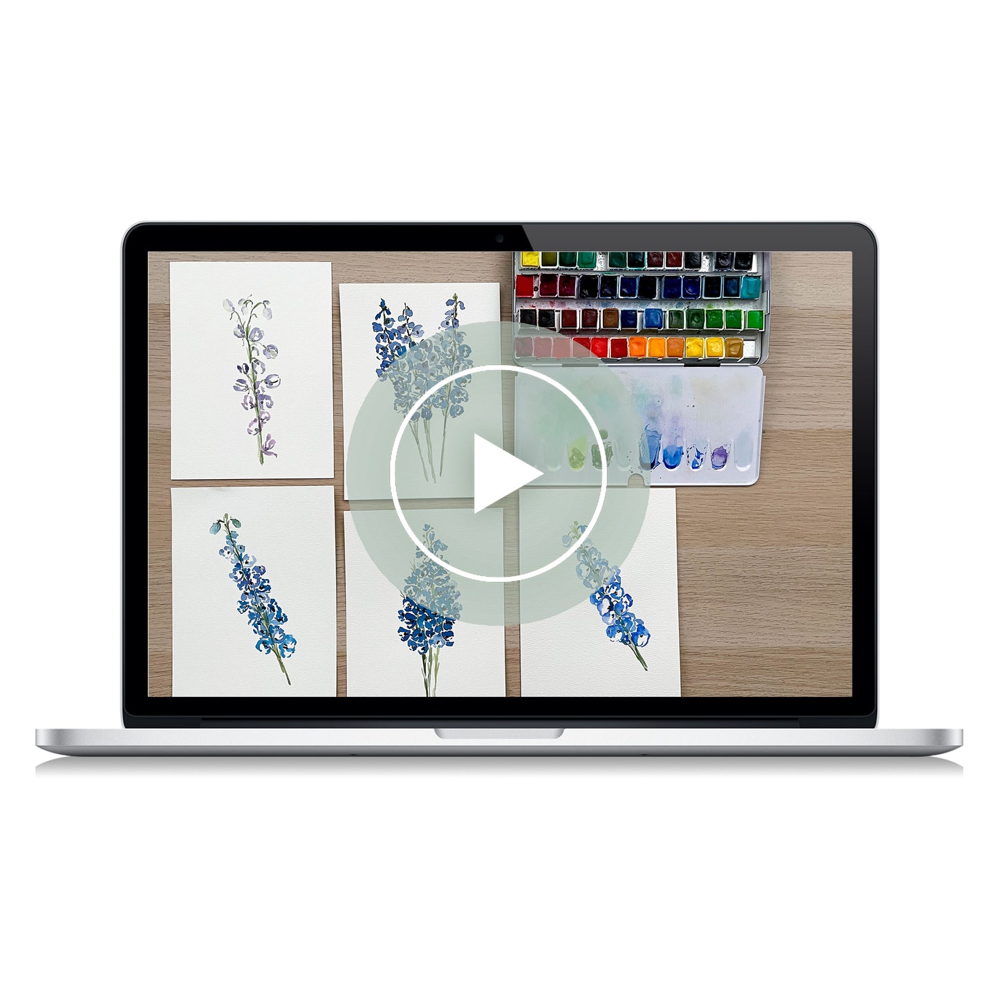 how to paint: watercolor delphiniums