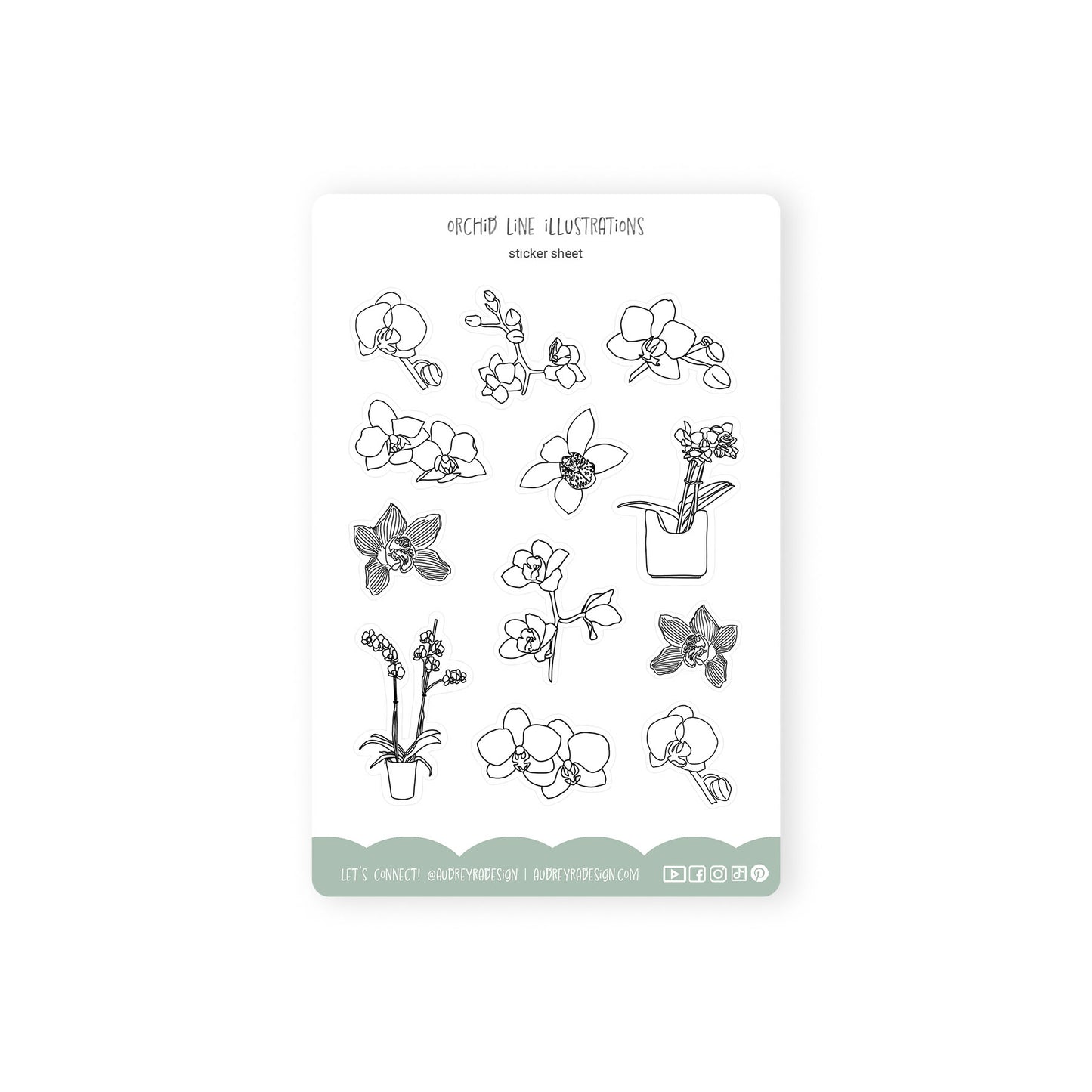 orchid line illustration stickers