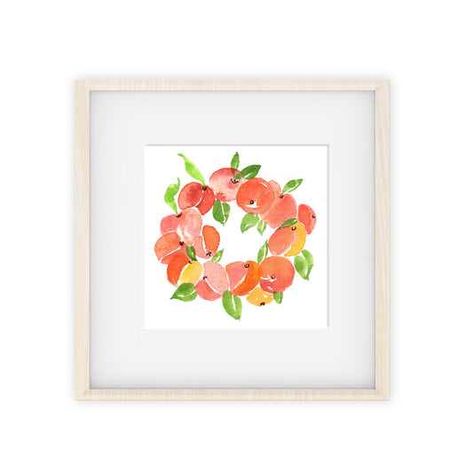 peach wreath art print