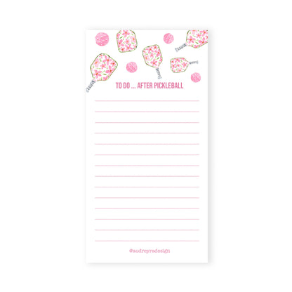 pickleball-pink florals paddles notepad