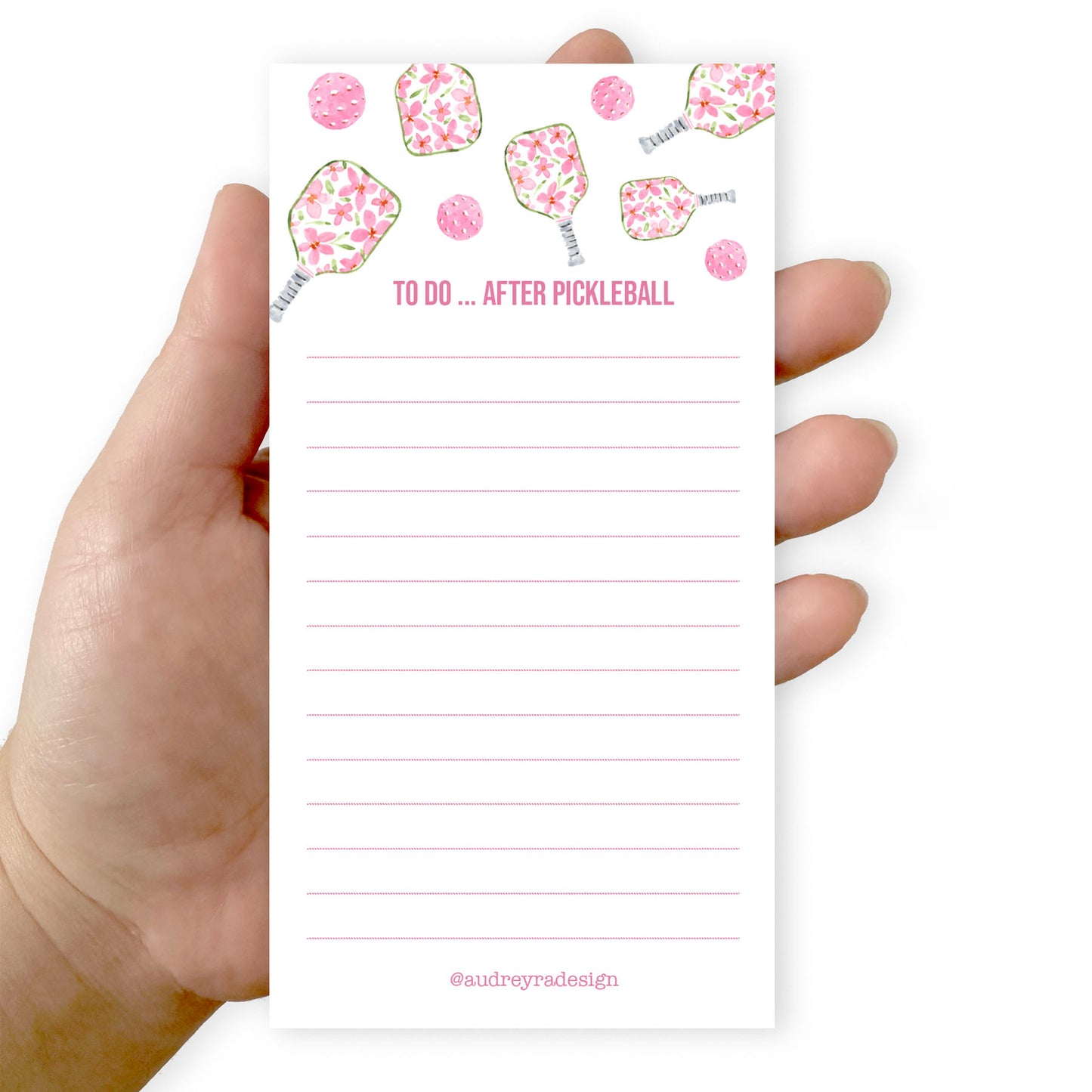 pickleball-pink florals paddles notepad