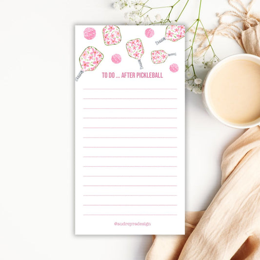 pickleball-pink florals paddles notepad