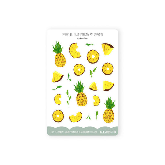 pineapple gouache illustration stickers