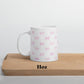 white mug with pink bow quilted pattern 🛍️