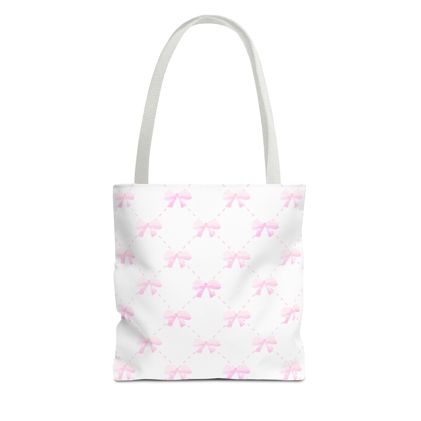 pink bow quilted pattern: white tote bag 🛍️