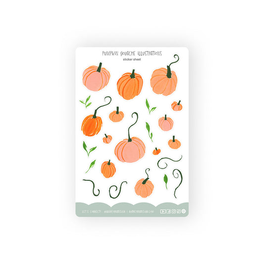 pumpkin gouache illustration stickers