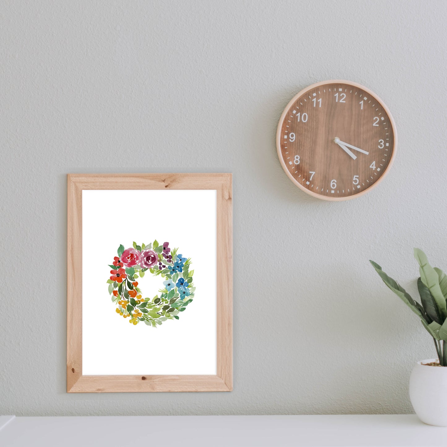 rainbow wreath art print