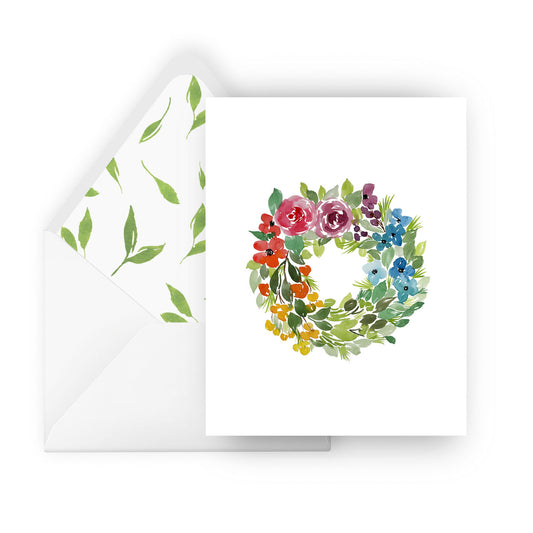 rainbow wreath greeting card