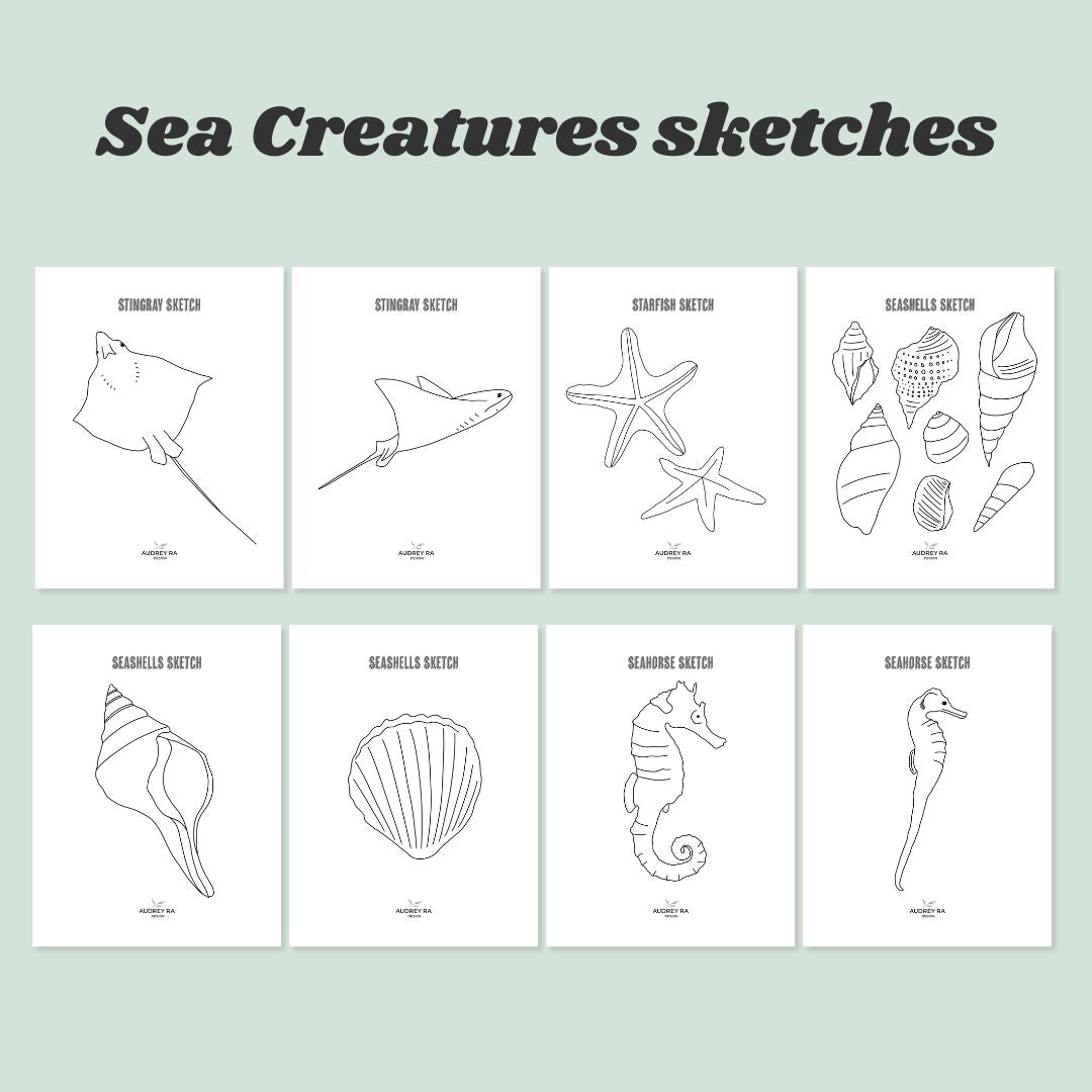 16 Sea Creatures Sketches