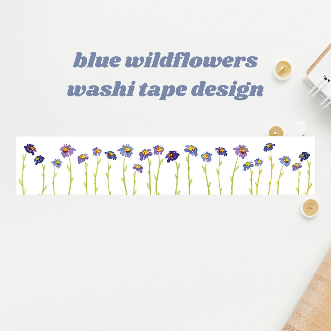 blue wildflowers washi tape