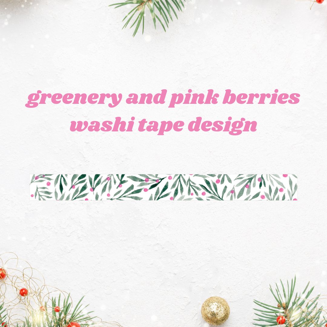 greenery & pink berries washi tape