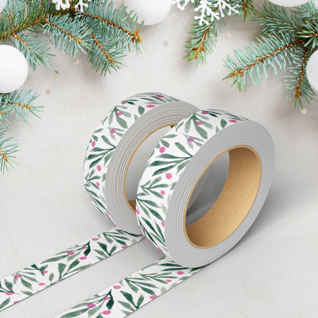 greenery & pink berries washi tape