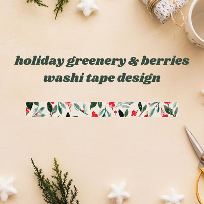 holiday greenery & berries washi tape