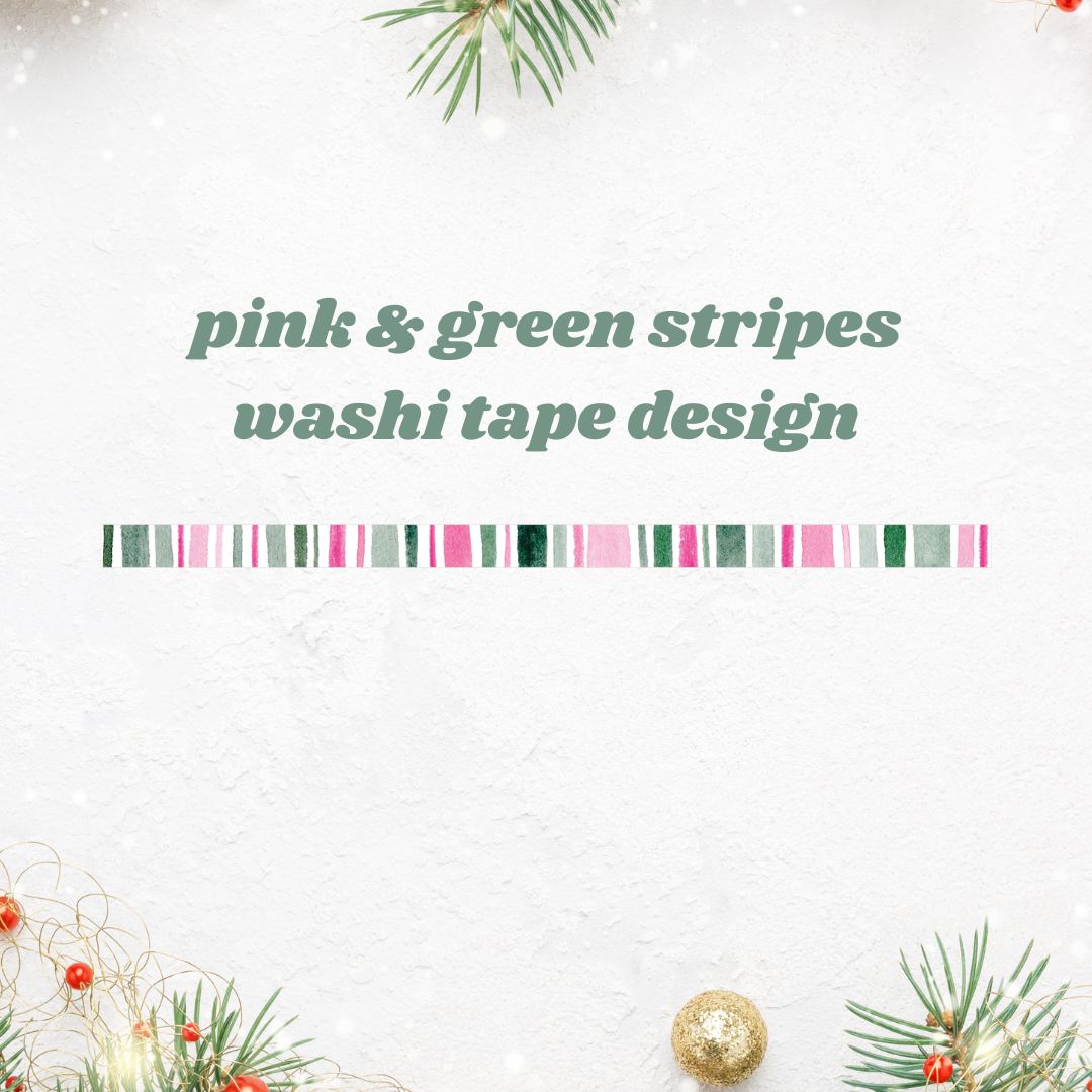 pink & green stripes washi tape