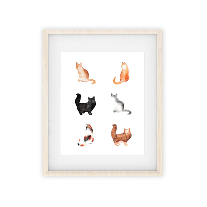 six cats art print