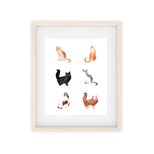 six cats art print