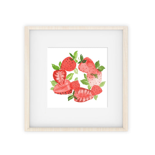 strawberry wreath art print