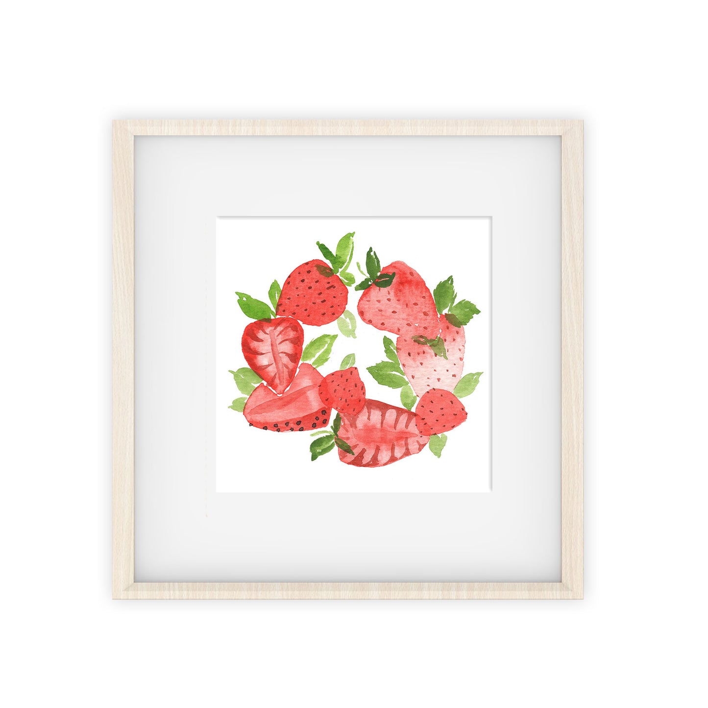 strawberry wreath art print