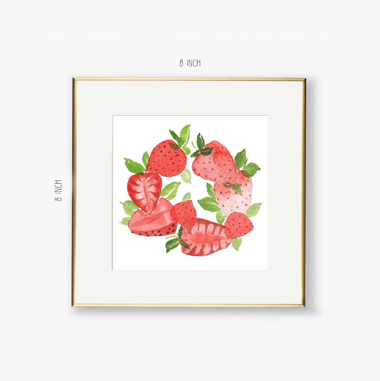 strawberry wreath art print